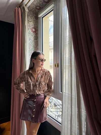 Elya Gipe Detaylı Floral Desen Gömlek