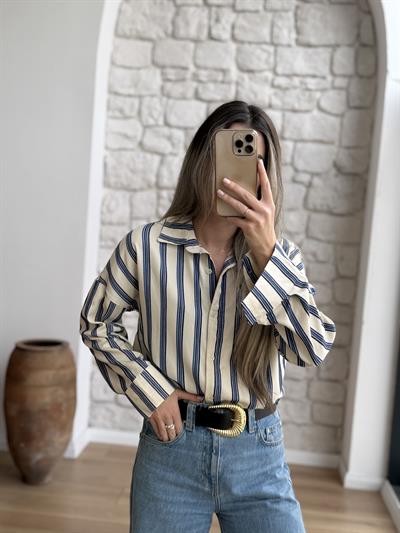 Esq Mavi Çizgili Gömlek