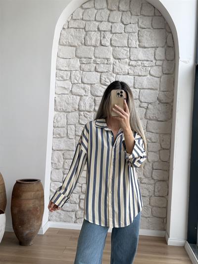 Esq Mavi Çizgili Gömlek