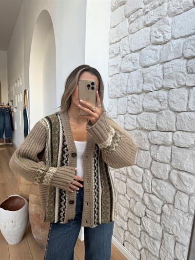 Etnik Desen Vizon Hırka
