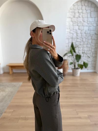 Fermuarlı Antrasit Sweat 