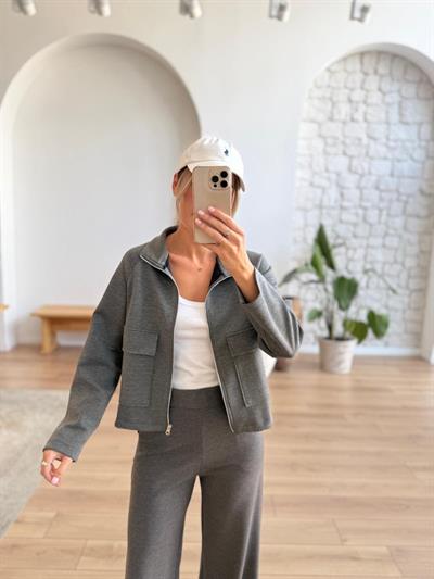 Fermuarlı Antrasit Sweat 