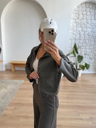 Fermuarlı Antrasit Sweat 
