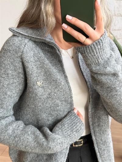 Fermuarlı Gri Hırka