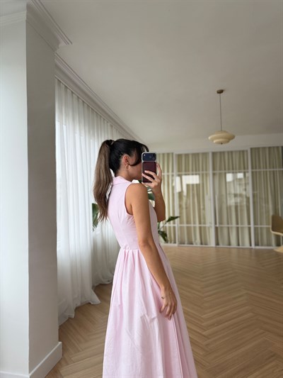 Fermuarlı Pembe Elbise