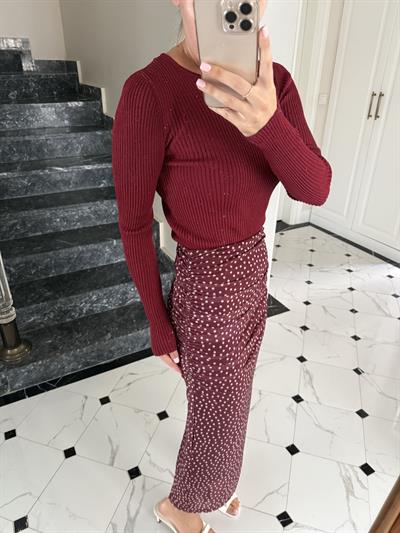 Fitilli Parıltılı Bordo Triko
