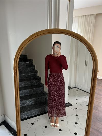 Fitilli Parıltılı Bordo Triko