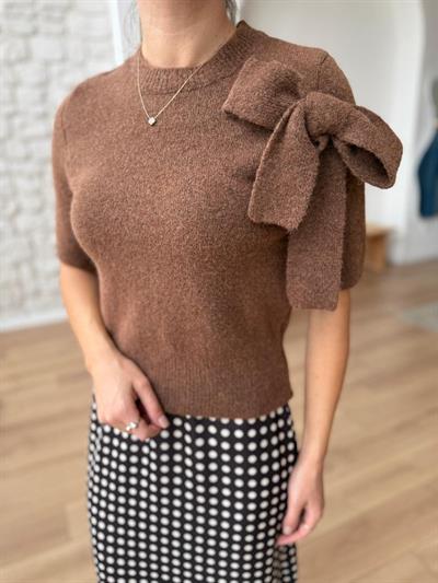 Fiyonk Detaylı Mocha Yumoş Triko Kazak