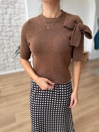 Fiyonk Detaylı Mocha Yumoş Triko Kazak