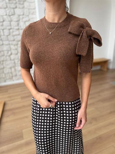 Fiyonk Detaylı Mocha Yumoş Triko Kazak