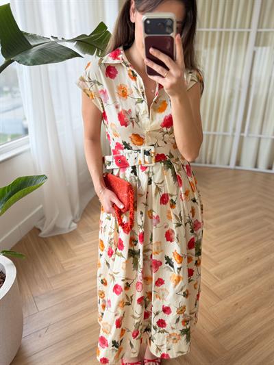Floral Desen Poplin Elbise
