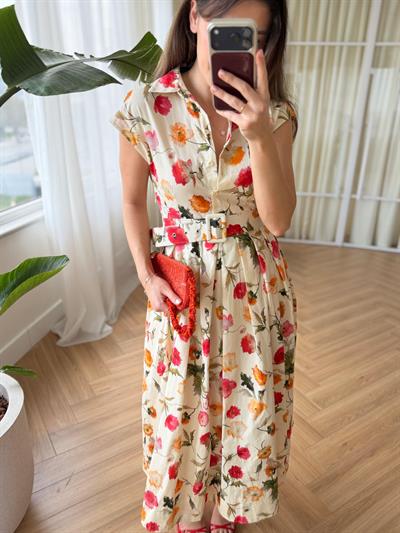 Floral Desen Poplin Elbise