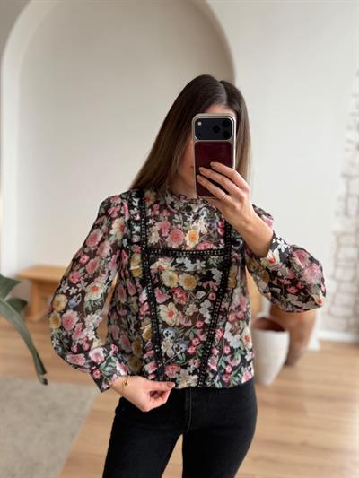 Floral Desen Şifon Bluz