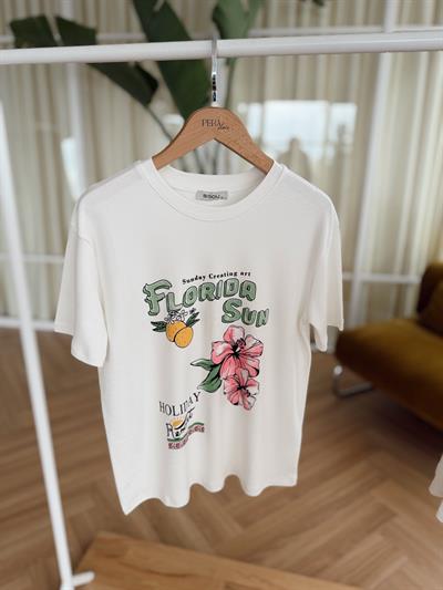 Florida Sun Baskılı  Basic Tshirt