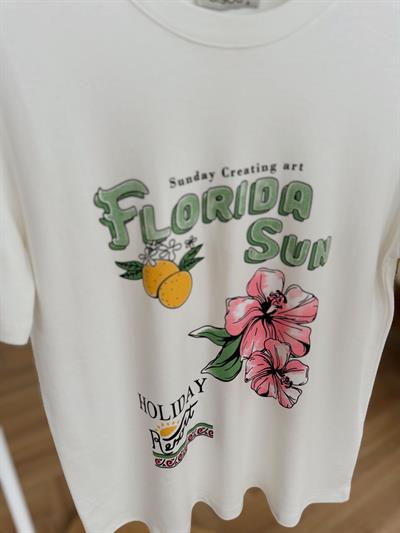 Florida Sun Baskılı  Basic Tshirt