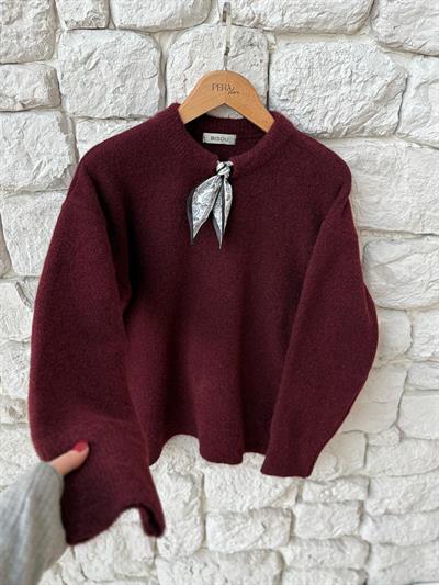 Fularlı Bordo Kazak