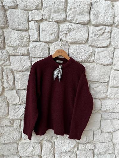 Fularlı Bordo Kazak