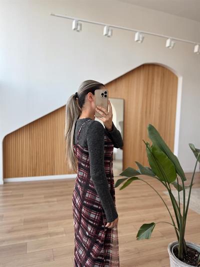 Füme Triko Ve Tül Elbise Takım