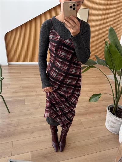 Füme Triko Ve Tül Elbise Takım