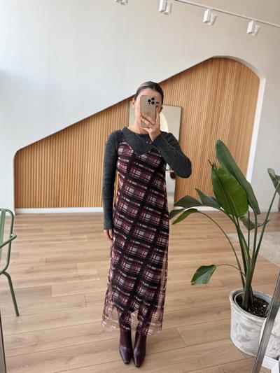 Füme Triko Ve Tül Elbise Takım