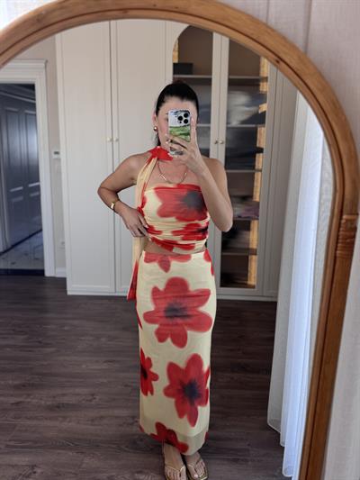 Gelincik Desen Tül Takım