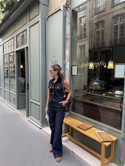 Gold Düğme Detaylı Denim Takım