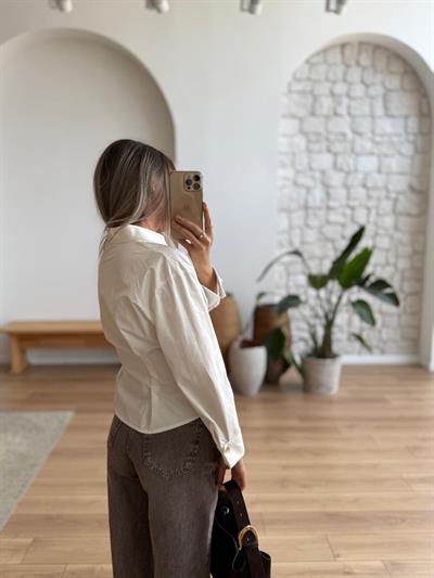 Gold Düğmeli Pileli Gömlek