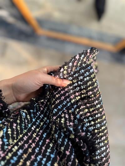 Gold Düğmeli Renkli Tüvit Ceket