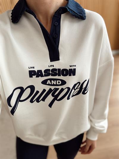 Gömlek Yaka Baskılı Sweatshirt