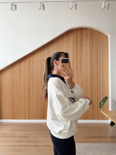 Gömlek Yaka Baskılı Sweatshirt