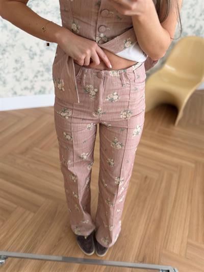 Gül Kurusu Floral Pantolon