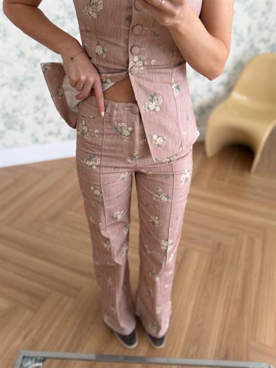 Gül Kurusu Floral Pantolon