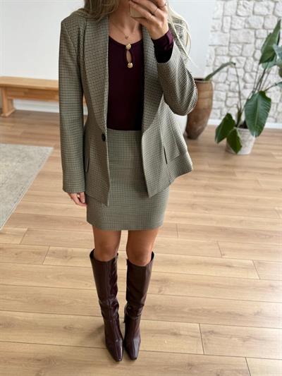 Haki Pötikare Etek-Ceket Takım