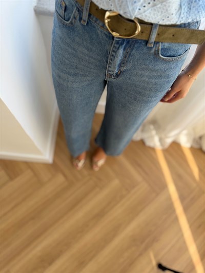 Haki Süet Kemerli Tensel Jean