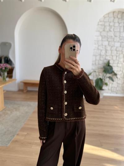 Hanna Kahverengi Triko Ceket