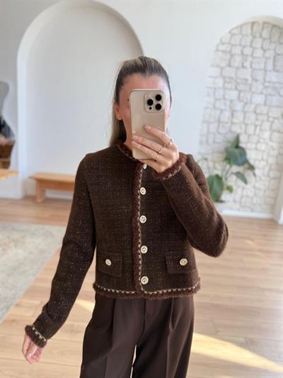 Hanna Kahverengi Triko Ceket
