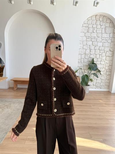 Hanna Kahverengi Triko Ceket
