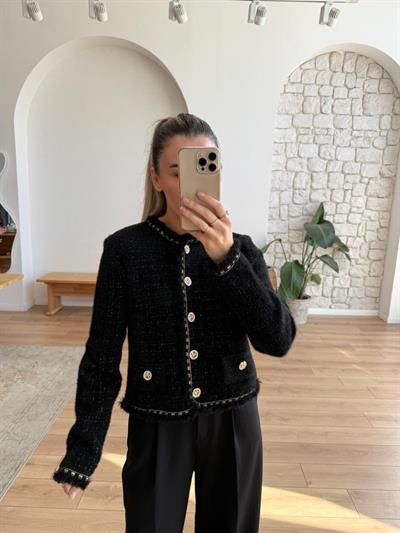 Hanna Siyah Triko Ceket