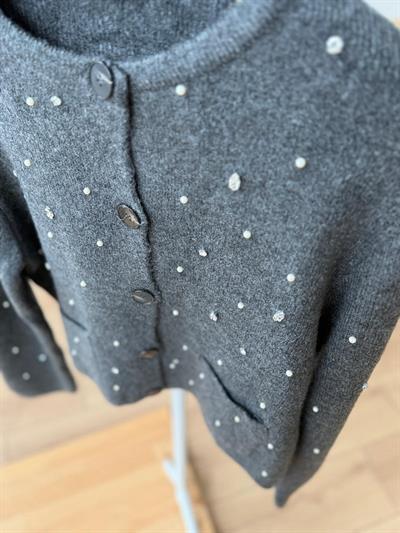 İncili Taşlı Antrasit Hırka