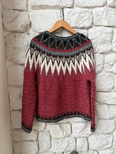 İskandinav Desen Bordo Kazak