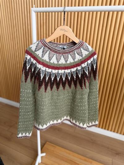 İskandinav Desen Yeşil Kazak