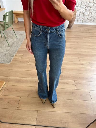 İspanyol Paça Mavi Jean Pantolon