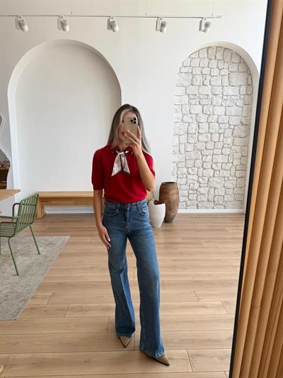 İspanyol Paça Mavi Jean Pantolon