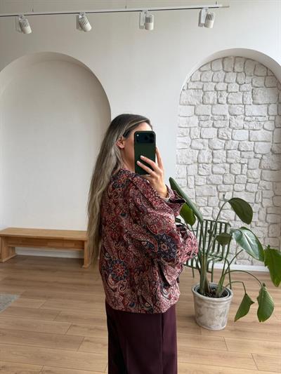 Jakarlı Bordo Ceket