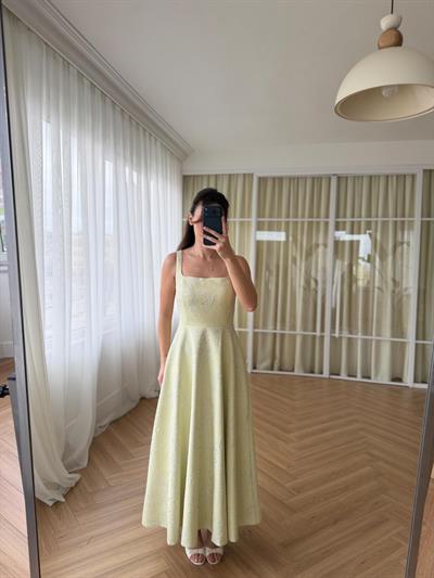 Jakarlı Lime Elbise