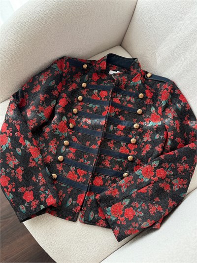 Jakarlı Napolyon Bordo-Lacivert Ceket