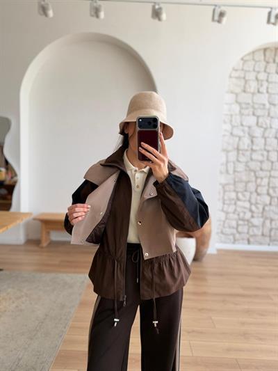 Kahve-Vizon Trenç Detaylı Pantolon Takım