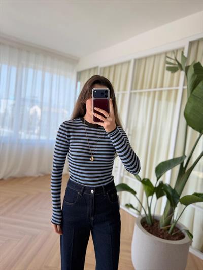 Kahverengi Çizgili Mavi Body