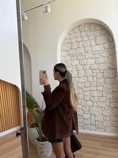 Kahverengi Süet Blazer Ceket