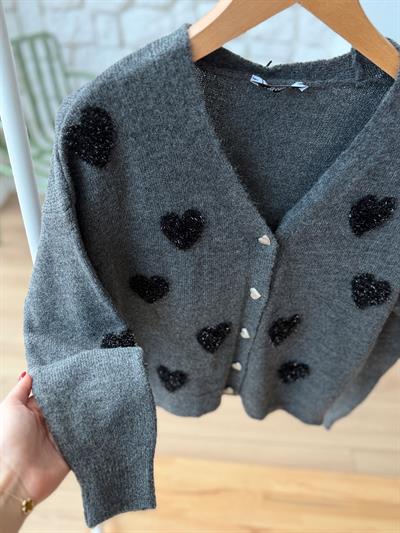 Kalpli Punch İşlemeli Anrasit Hırka